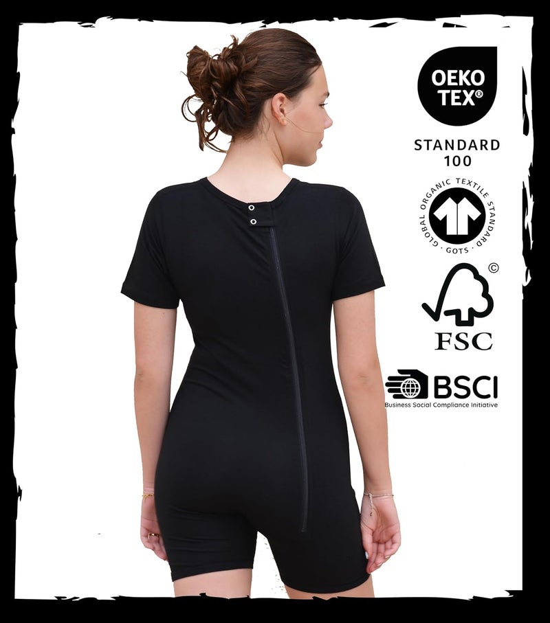 JOF Berlin Body Zipper For Adults | Black | Onesie Bodyshort With Zipper | Adaptive Clothing For Peope With Special Needs - Image 1